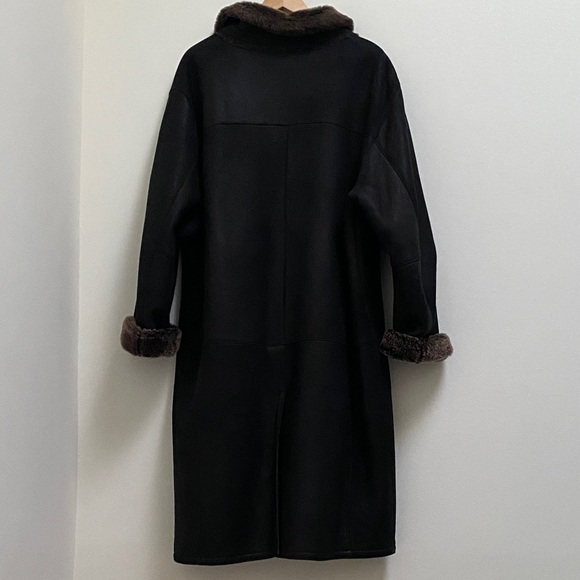 Vintage Arte Pelle 💯 Sheepskin Shearling Long Black Leather Coat, Made in 🇨🇦 - Picture 8 of 16